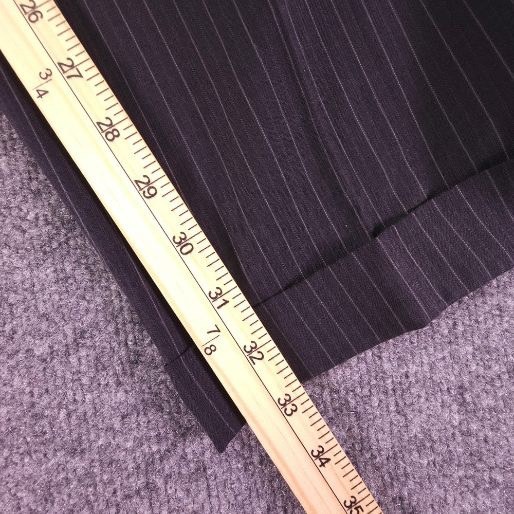 Alfani Suit Mens 42L Charcoal Pinstripe 3 Button 100% Wool Pants 35x33 Pleated - Picture 13 of 16